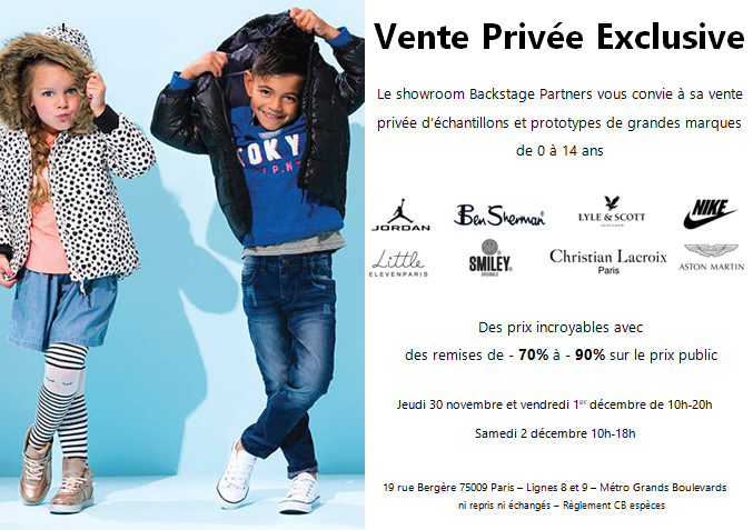 vente exclusive pour enfants